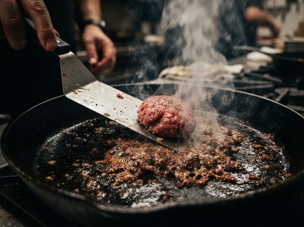 Easy Cheeseburger Toastie (No Toastie Maker) 4 Beef mince smashed in skillet 202607191700