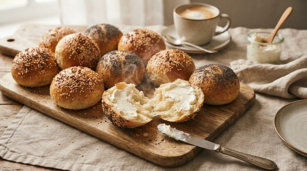 Easy High Protein Bread Rolls (No Protein Powder) 2 Bread rolls with cream cheese 202607191641