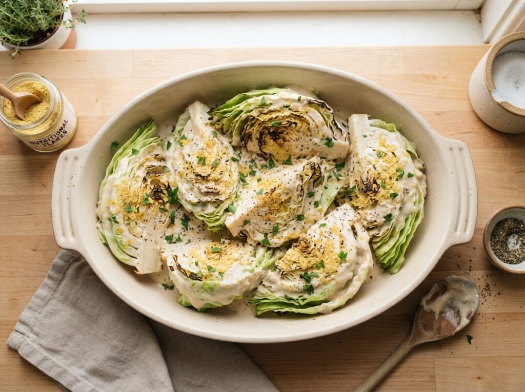 Cabbage wedges in baking dish 202607191538