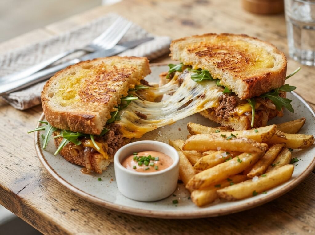 Easy Cheeseburger Toastie (No Toastie Maker) 7 Cheeseburger toastie cheese pull 202607191701