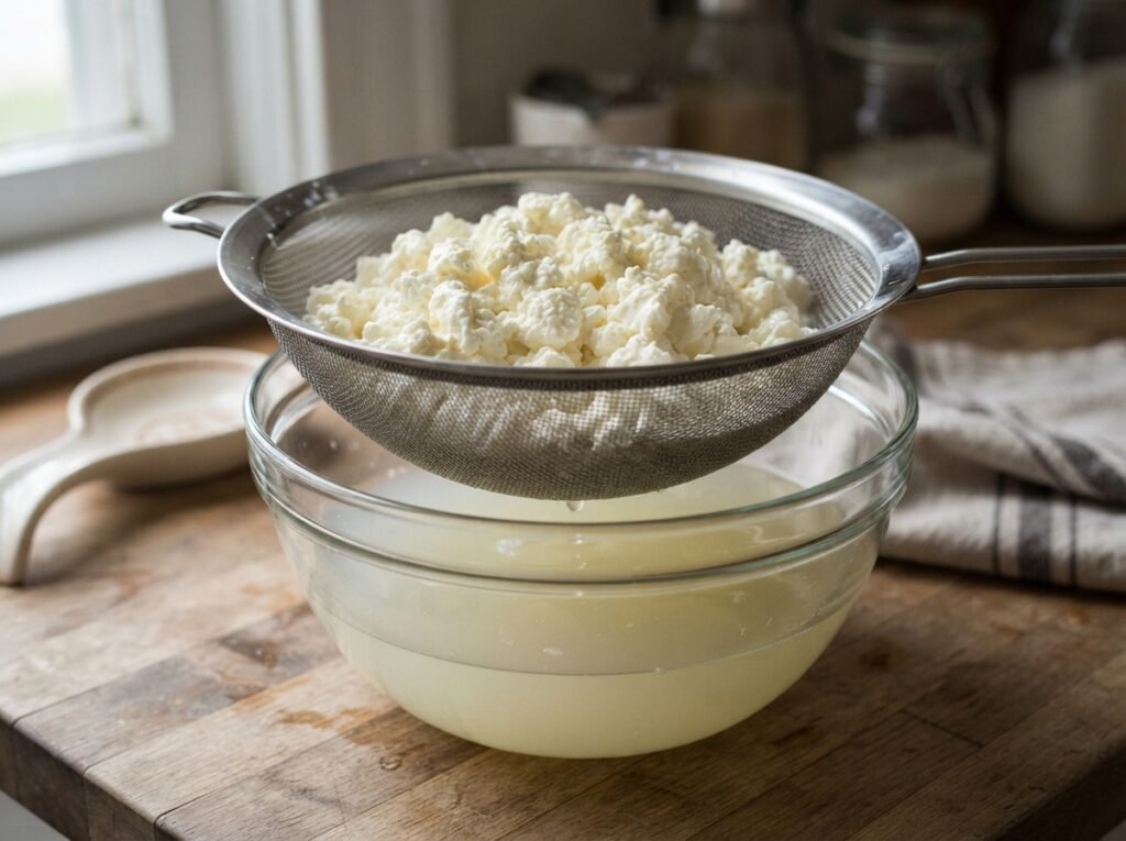 Cottage Cheese Wrap: Why It Rips (And How to Fix It) 5 Cottage cheese in sieve 202607161019
