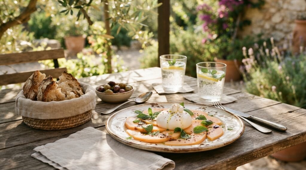 Melon burrata carpaccio plate 202607151851