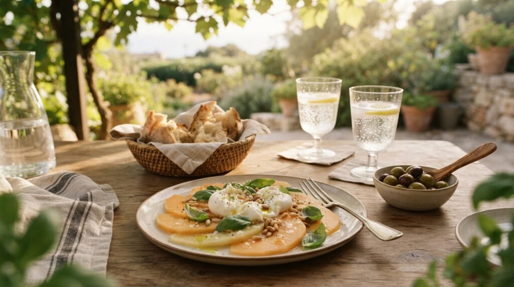 Spicy Marinated Mozzarella: The No-Measure Jar Method 2 Melon burrata carpaccio plate 202607151949