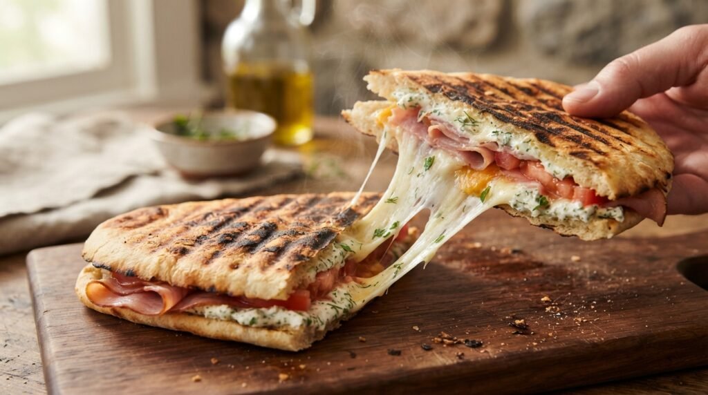 Melted cheese flatbread with ham 202607161300