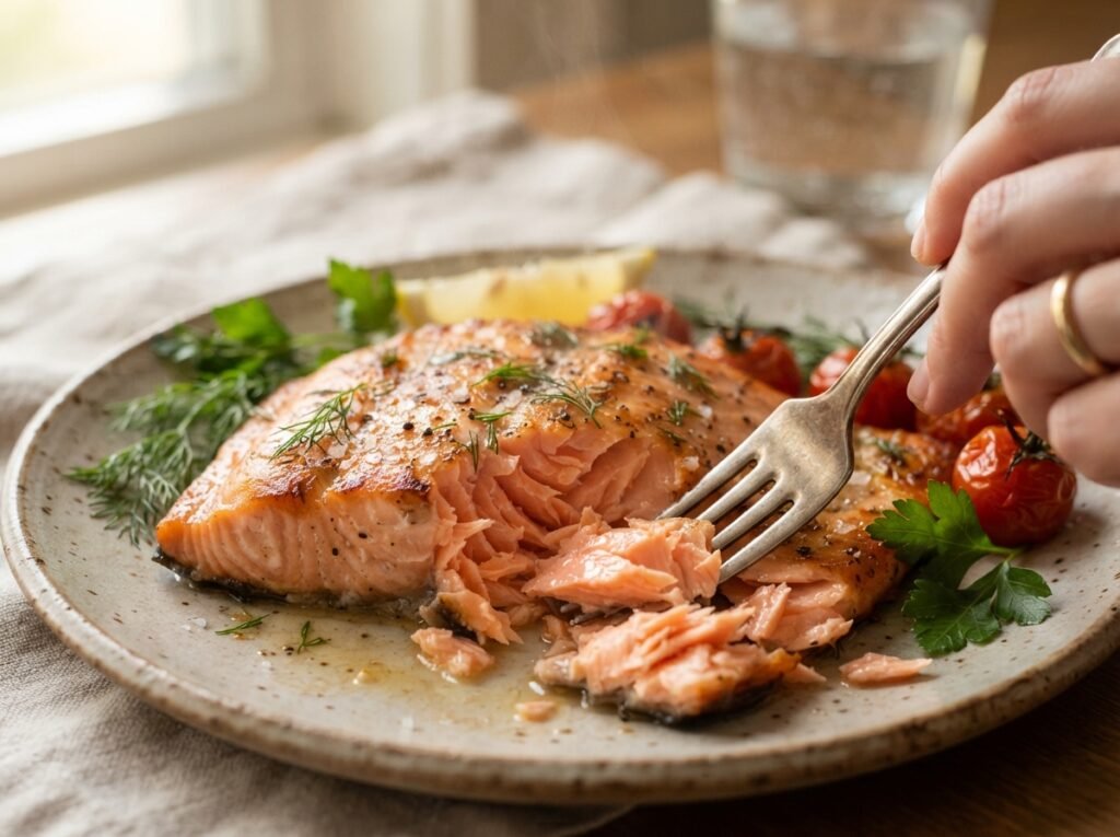 Frozen Salmon Pasta: Creamy, Fast, Never Dry 5 Salmon fillet flaked with fork 202607161129