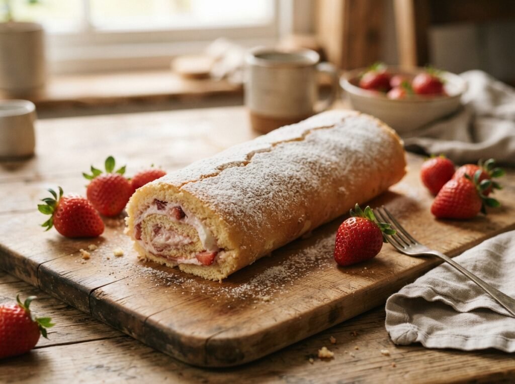 Strawberry Swiss Roll: The Trick to No Cracks 7 Strawberry Swiss roll on board 202607161400