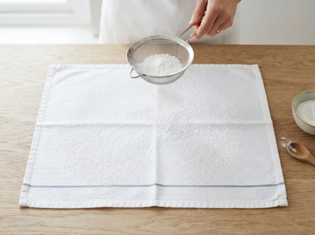 Strawberry Swiss Roll: The Trick to No Cracks 4 Tea towel dusted with sugar 202607161358