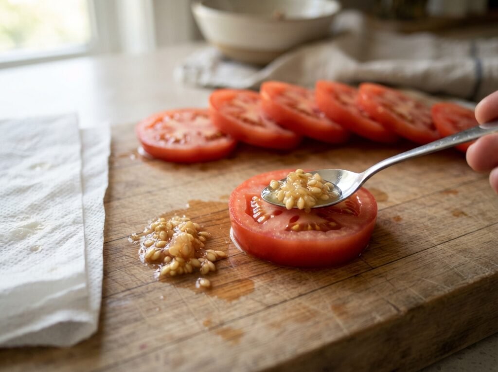 Tomato rounds on wooden board 202607161301